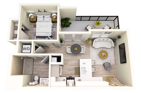 Floor plan for 1 bed, 1 bath, 550 sqft